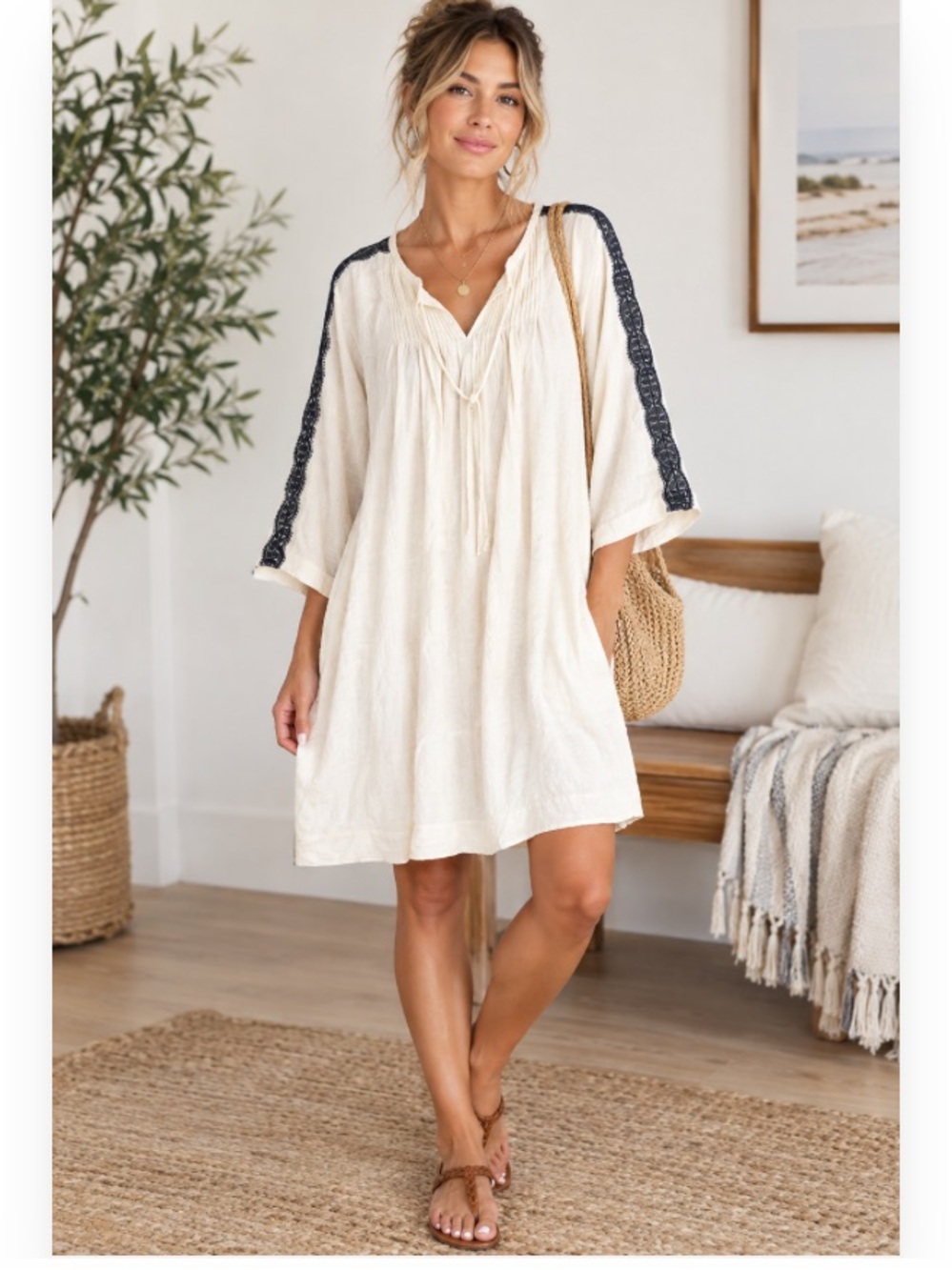Masai Womens Loungewear Dress Size M Cream Black Lace